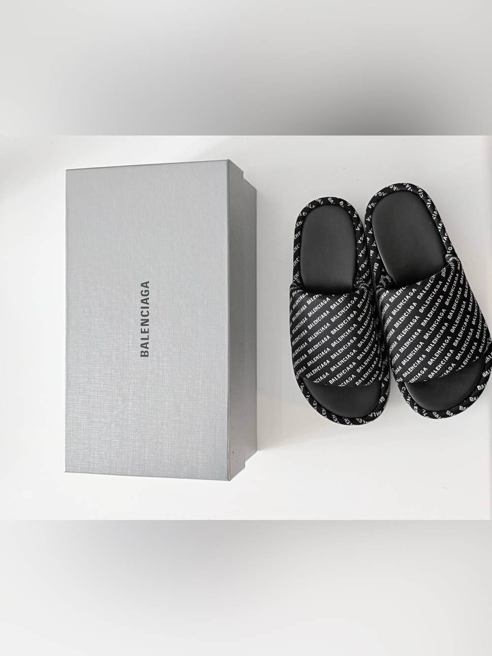 Balenciaga Black Logo Platform Sandals